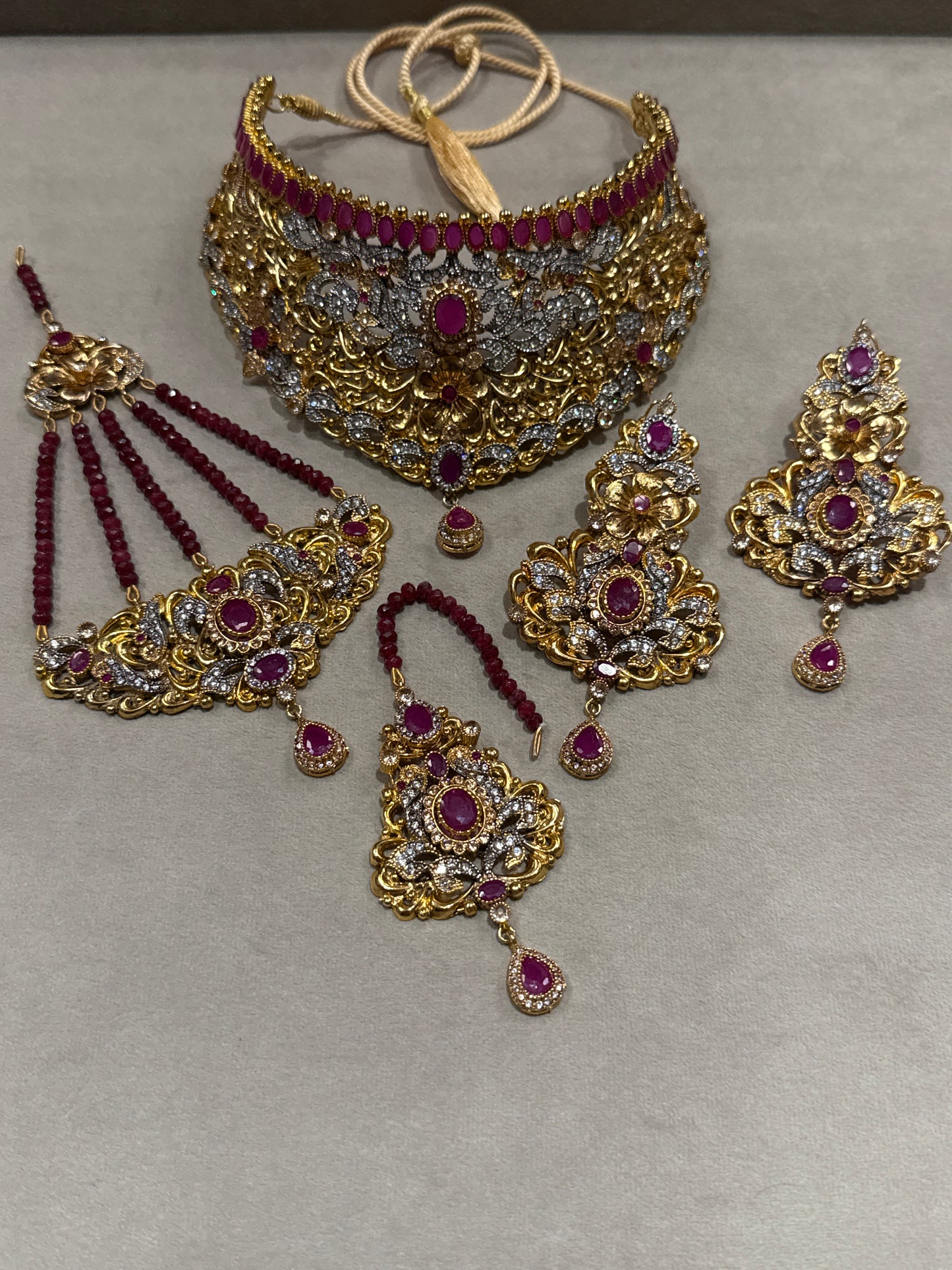 Golden Ruby Blossom Bridal Set - Bs23