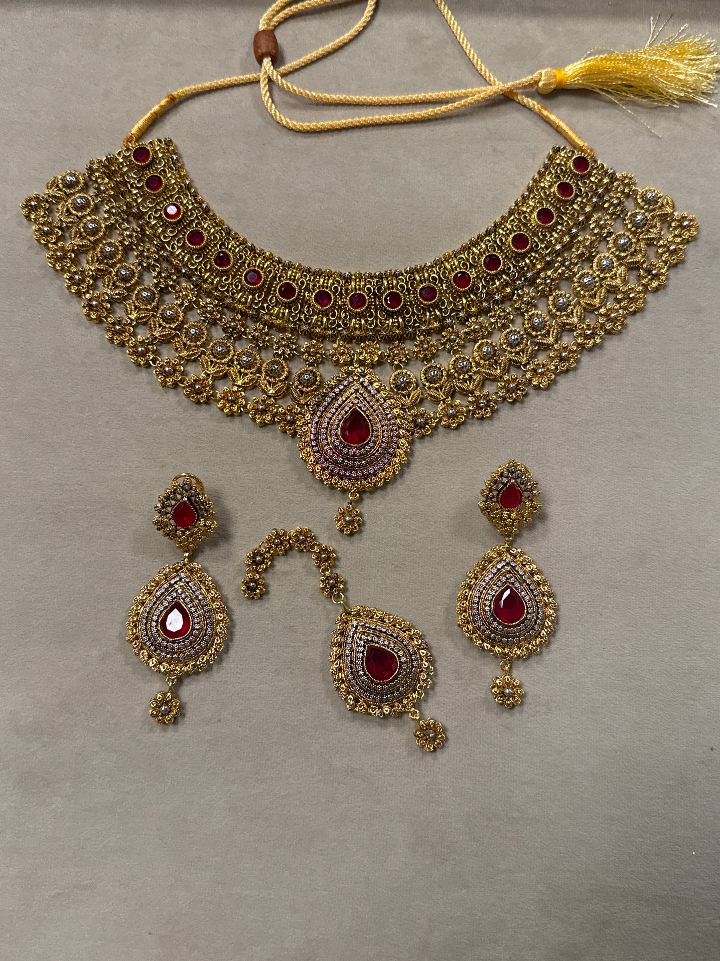 Antique Red Jhalar Set-Bs54