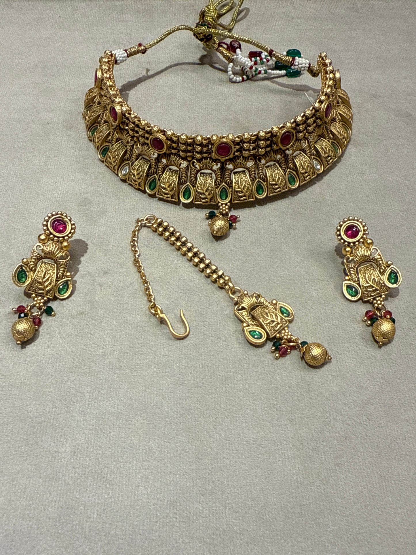 Regal Emerald Ruby Bridal Set-Bs32