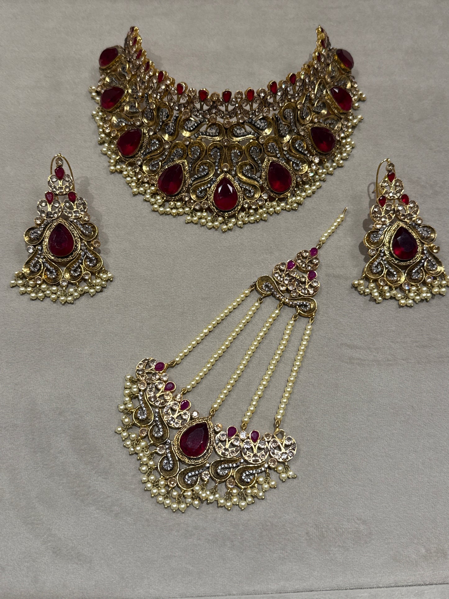 Pearl Ruby Bridal Set-Bs20