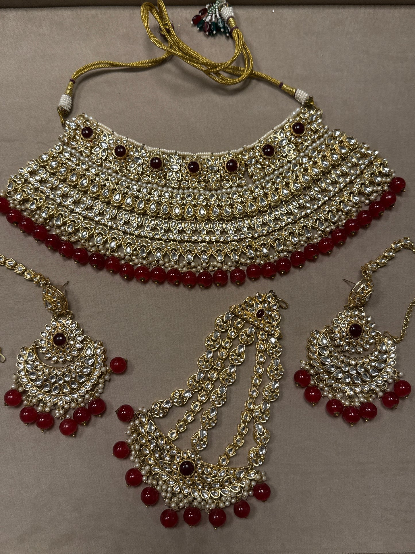 Indian Ruby Red Bridal set-Bs47