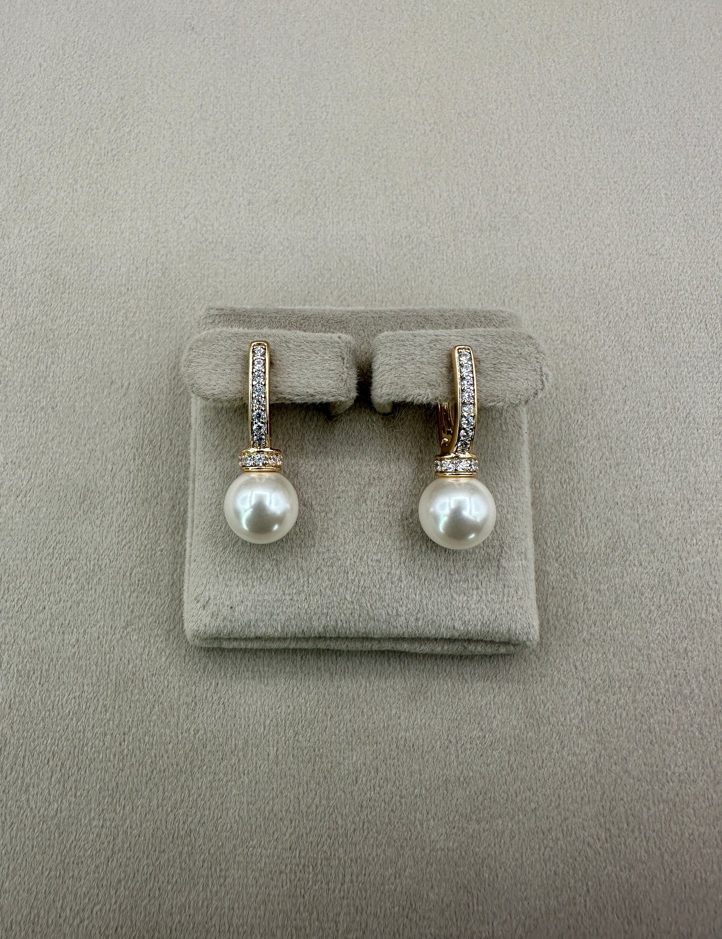 Zircon Pearl Hoop Earrings-Db4