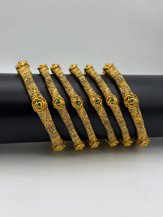 925 Silver Gold Plated Bangles-Sbg10