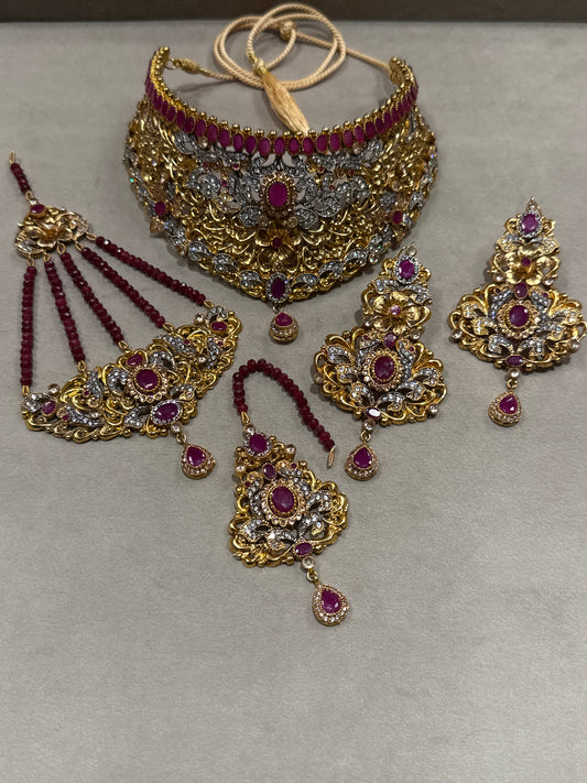Golden Ruby Blossom Bridal Set - Bs23