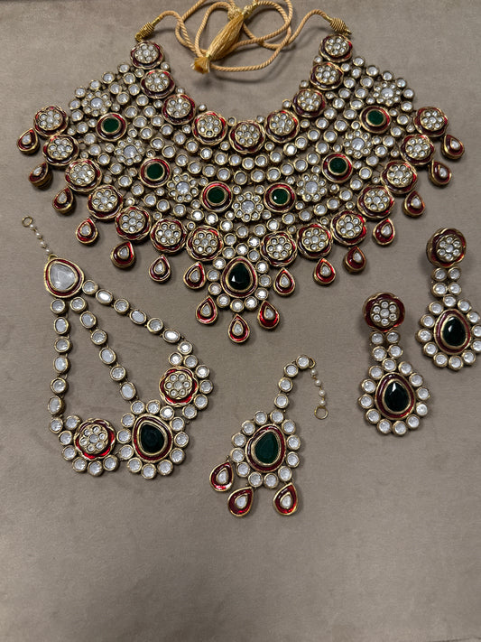 Crimson Emerald Glow Bridal sets-Bs45