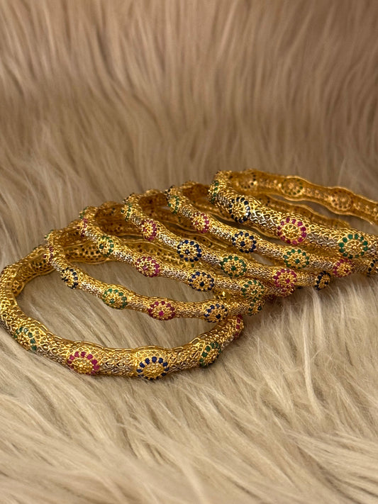 925 Silver Gold Plated Bangles-Sbg49