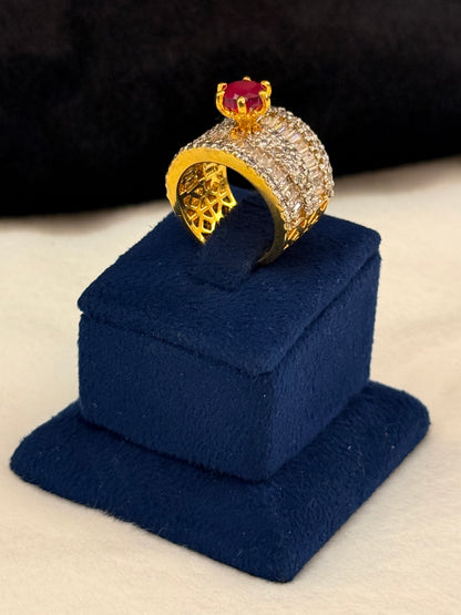 925 Silver GoldPlated Ring-Sr117