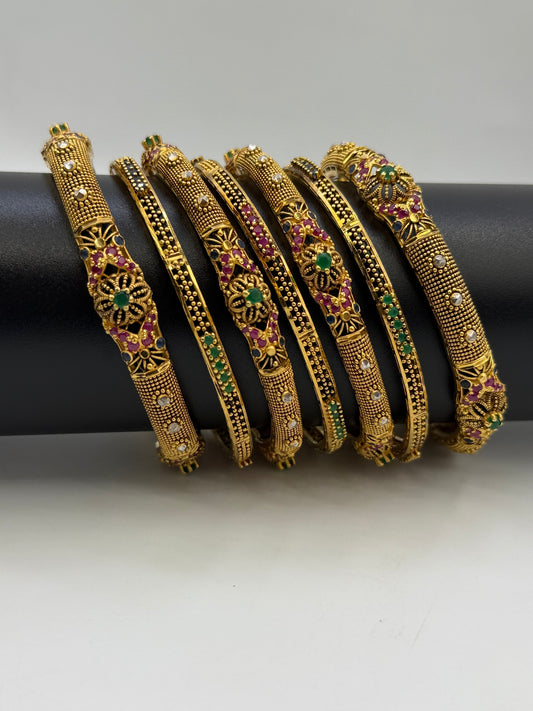 925 Silver Gold Plated Bangles-Sbg36