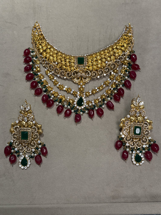 Ruby Emerald Majesty Bridal set-Bs33
