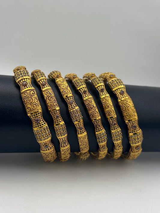 925 Silver Gold Plated Bangles-Sbg4