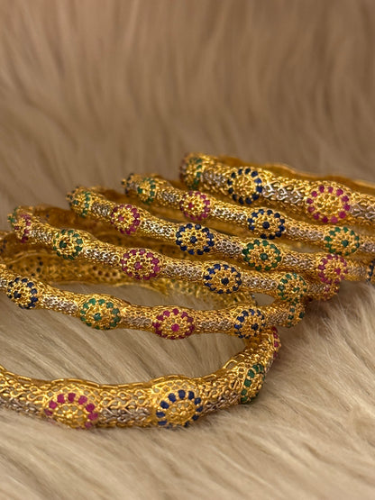 925 Silver Gold Plated Bangles-Sbg49
