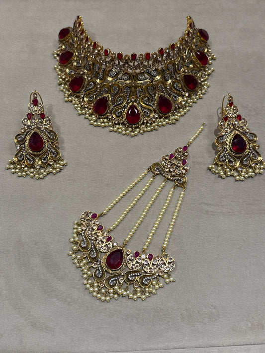 Pearl Ruby Bridal Set-Bs20
