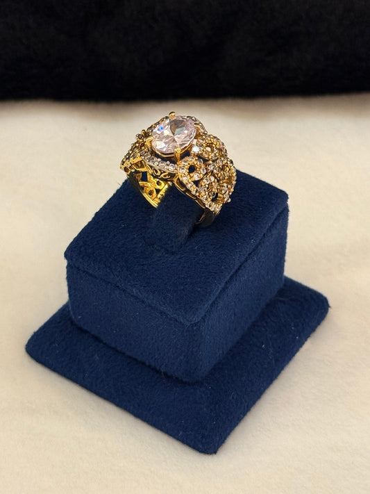 925 Silver GoldPlated Ring-Sr115