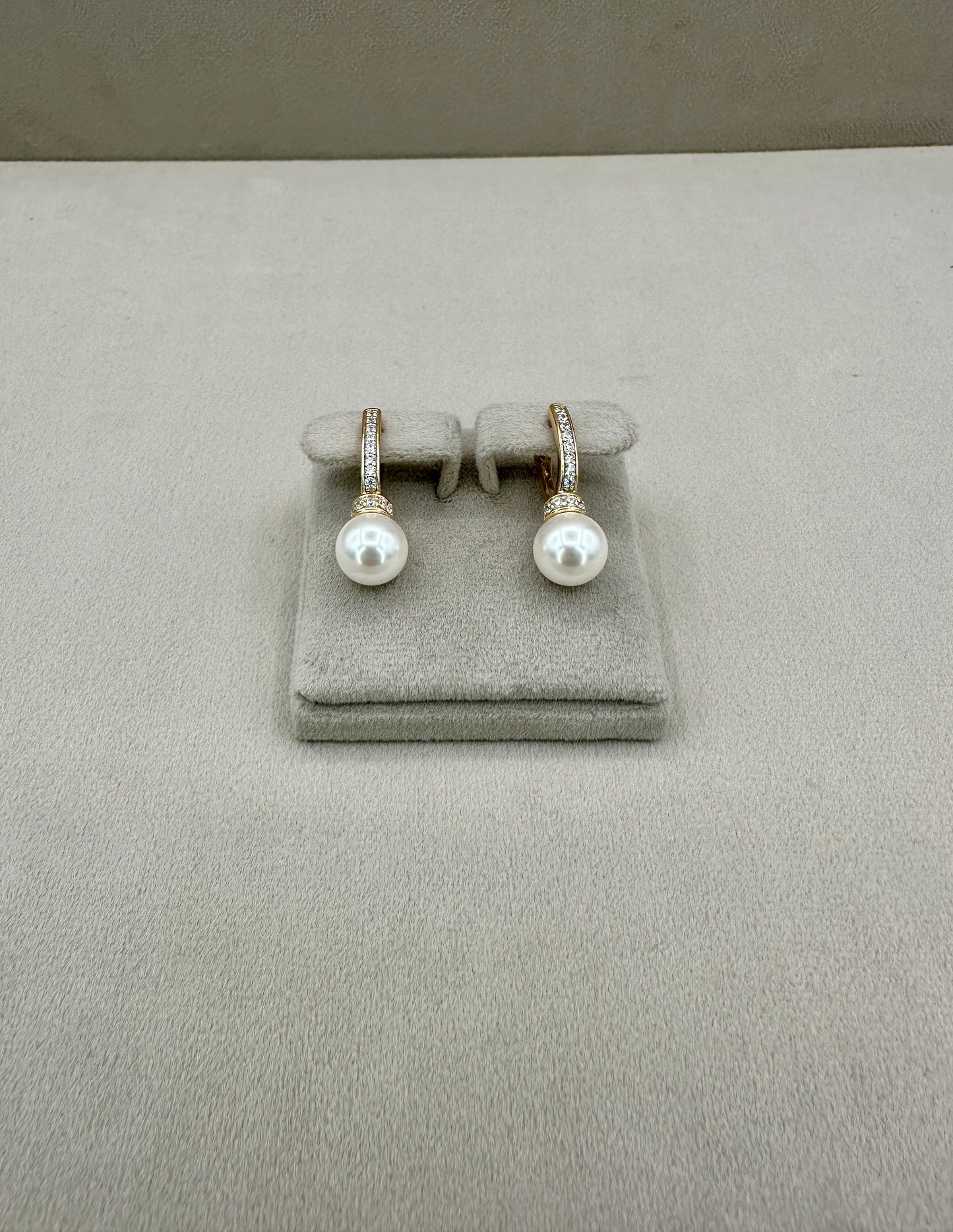 Zircon Pearl Hoop Earrings