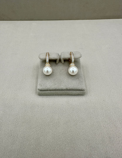 Zircon Pearl Hoop Earrings