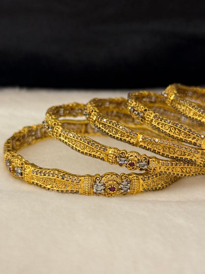 925 Silver GoldPlated Bangles-Sbg67