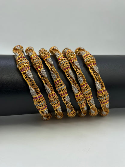925 Silver Gold Plated Bangles-Sbg45