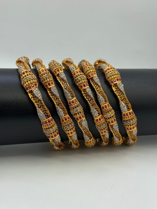 925 Silver Gold Plated Bangles-Sbg45