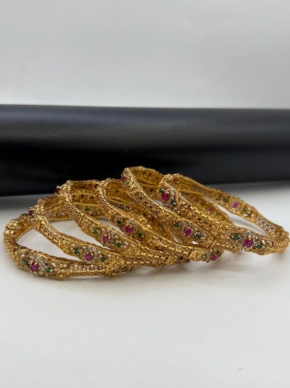 925 Silver Gold Plated Bangles-Sbg38