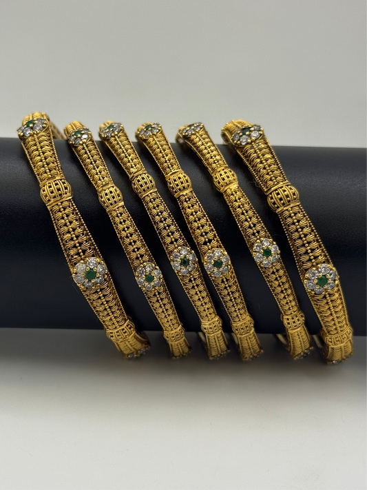 925 Silver Gold Plated Bangles-Sbg1