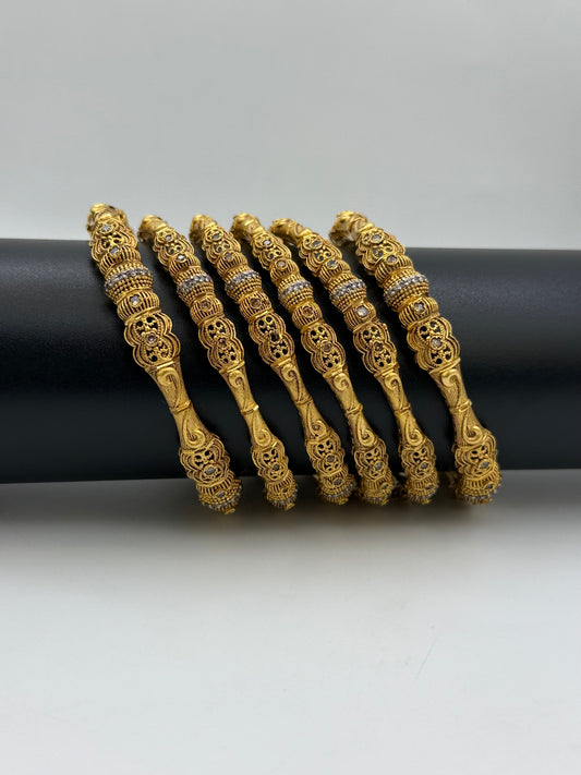 925 Silver Gold Plated Bangles-Sbg25