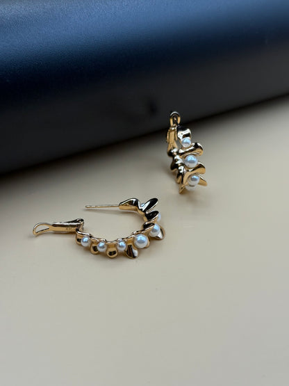 Lustrous Petal Hoops-Db15