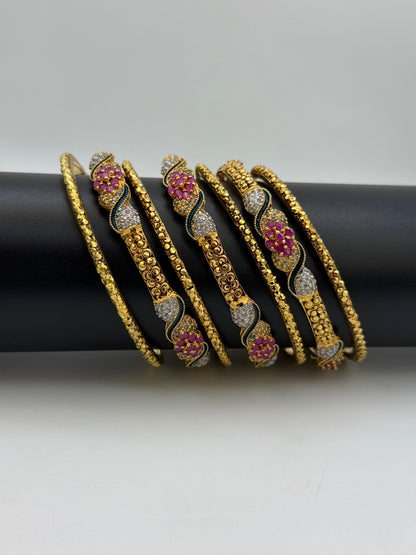 925 Silver Gold Plated Bangles-Sbg16