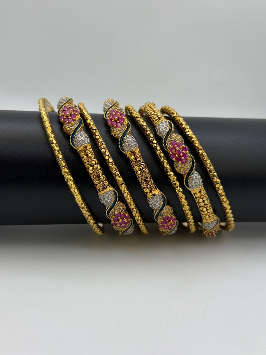 925 Silver Gold Plated Bangles-Sbg16