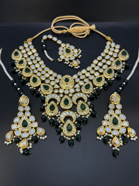 Emerald Grandeur Kundan Set-Bs012