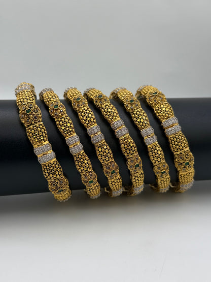 925 Silver Gold Plated Bangles-Sbg19