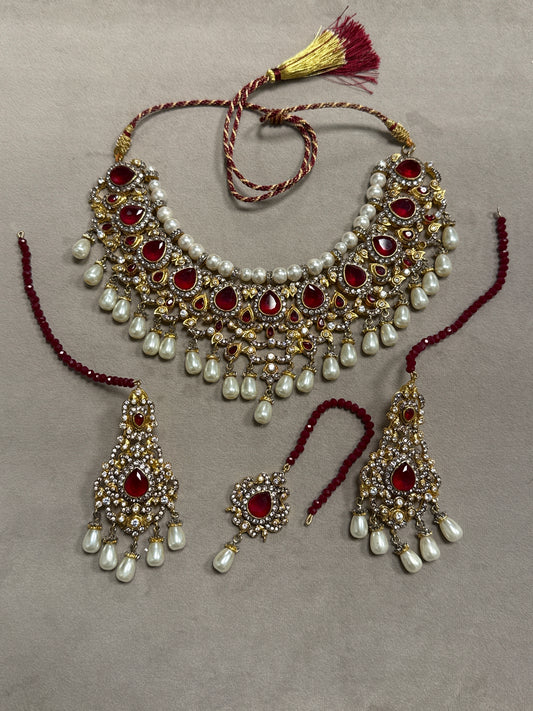 Pearl Ruby Royalty Bridal Set-Bs39