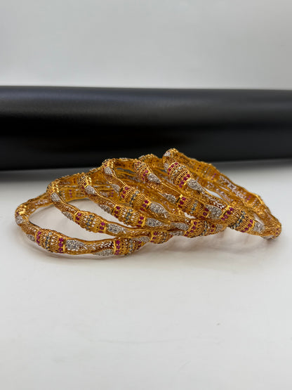 925 Silver Gold Plated Bangles-Sbg45