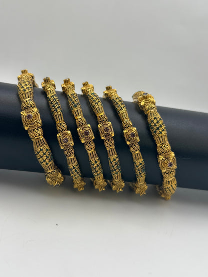 925 Silver Gold Plated Bangles-Sbg6