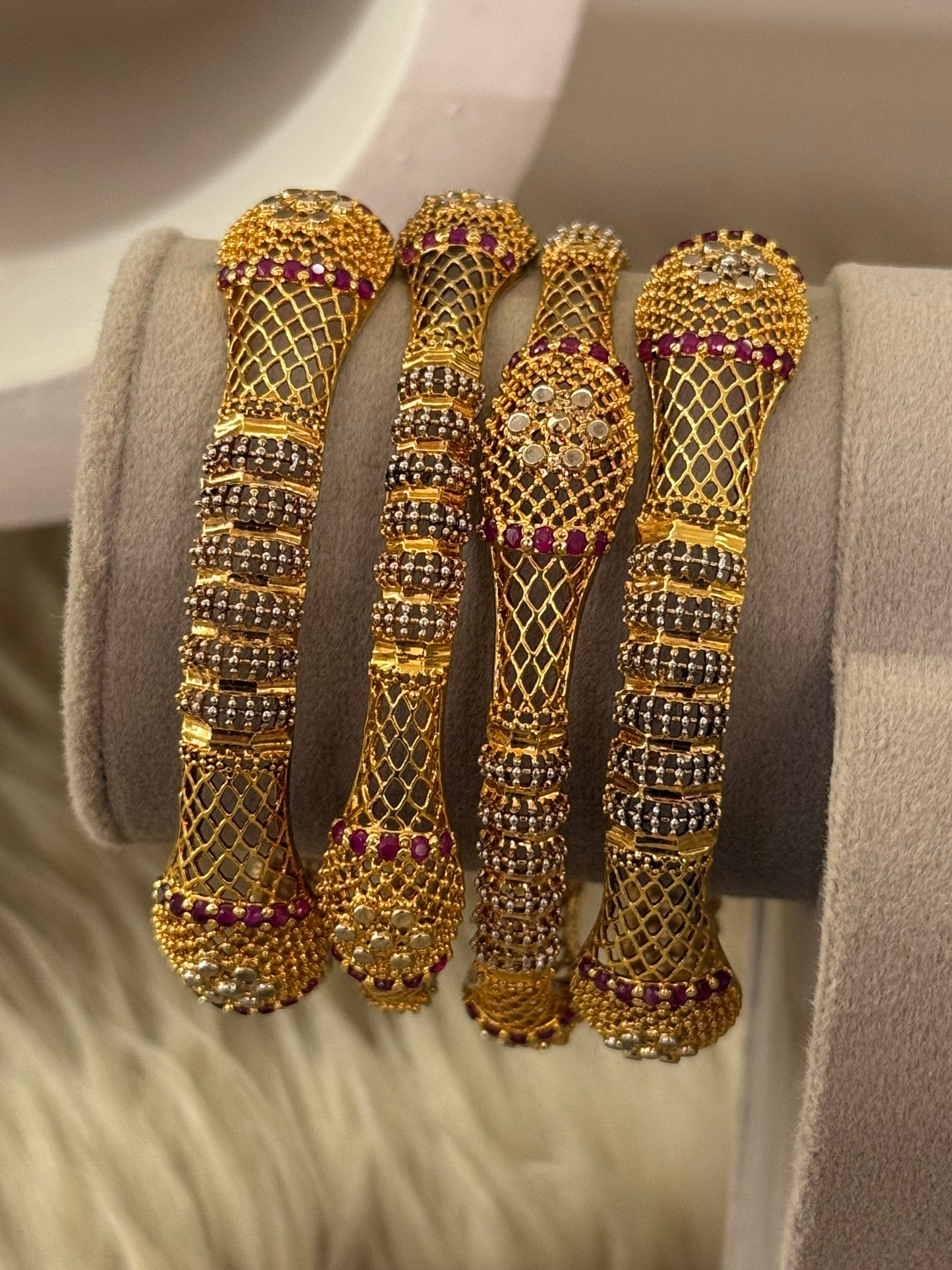 925 Silver Gold Plated Bangles-Sbg48