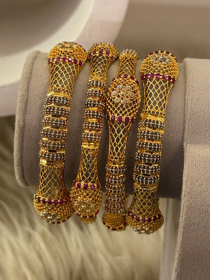 925 Silver Gold Plated Bangles-Sbg48