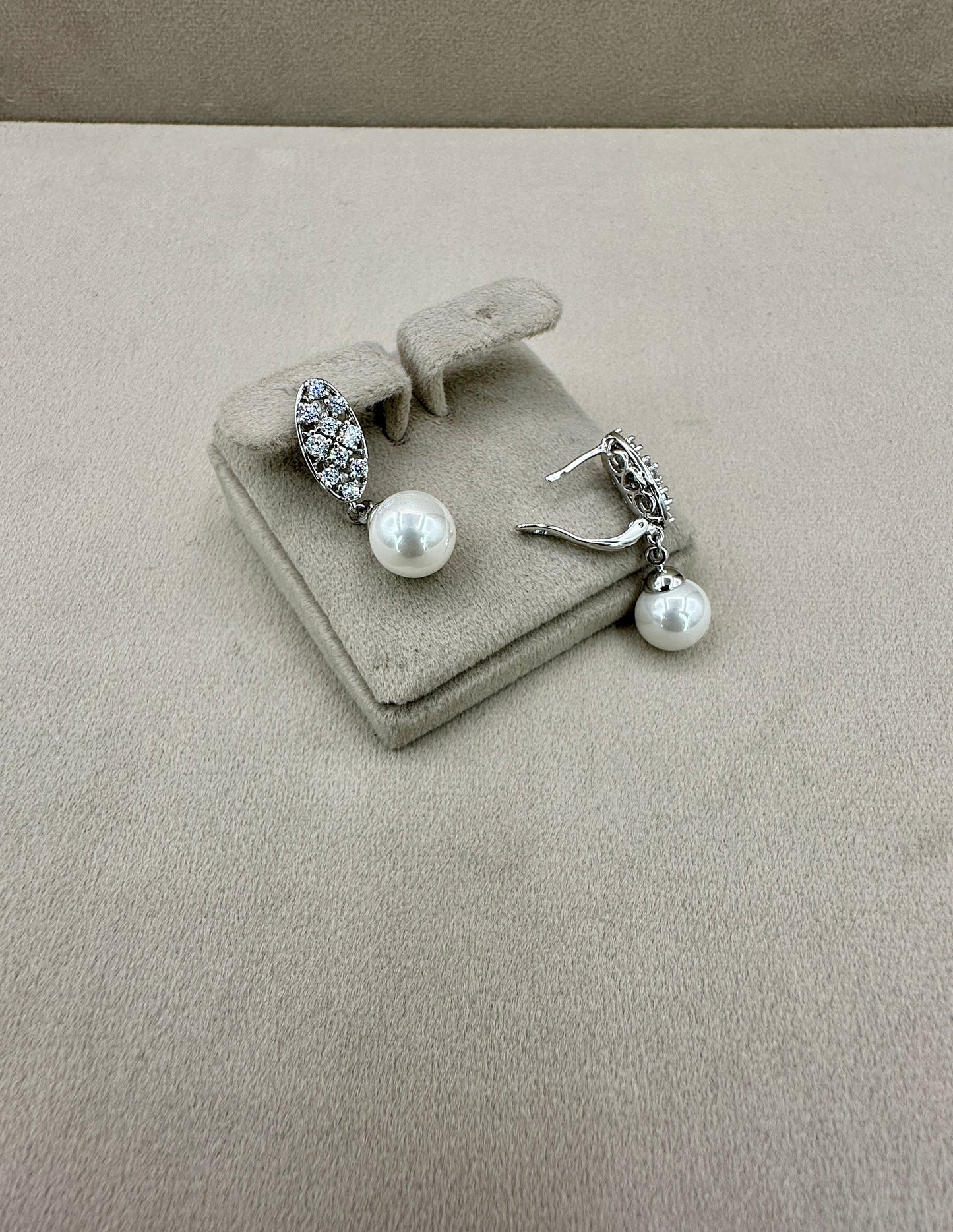 Pearl Zircon Hoop Earrings