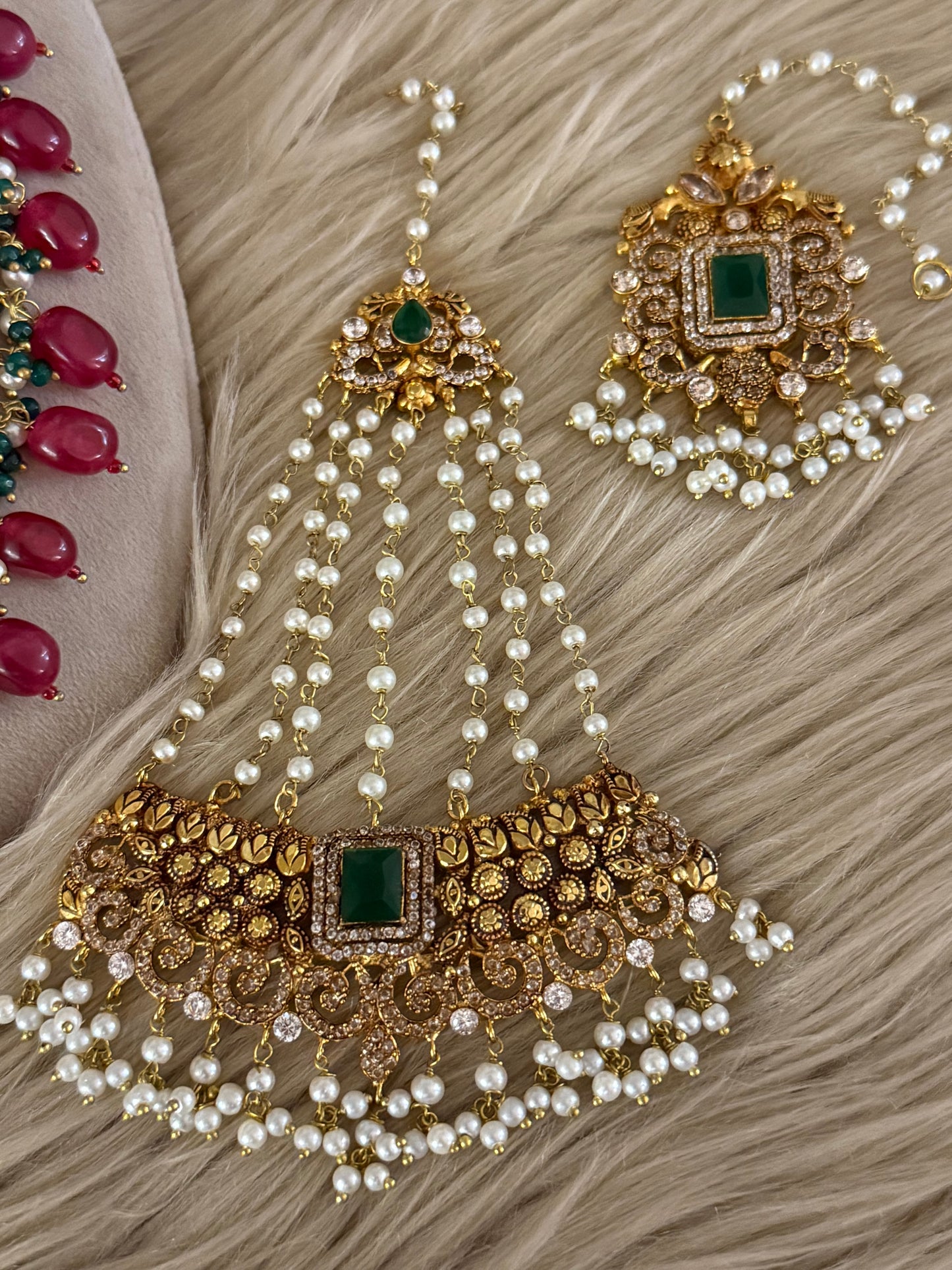 Ruby Emerald Majesty Bridal set-Bs33