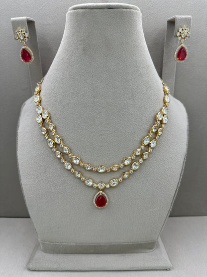 Polki Kundan Set-gold plated-Ns5