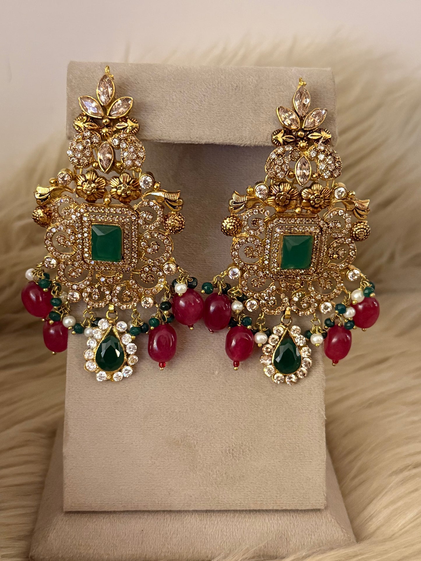 Ruby Emerald Majesty Bridal set-Bs33