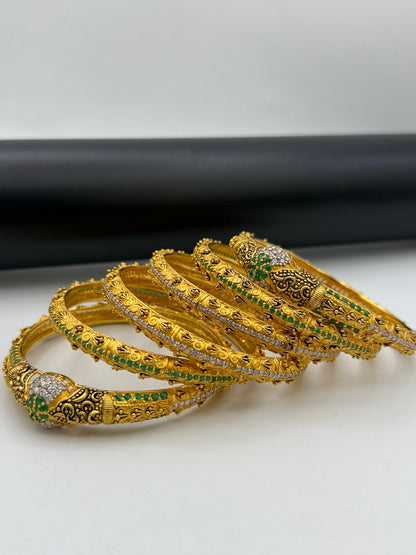 925 Silver Gold Plated Bangles-Sbg26
