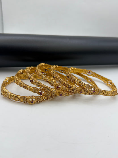 925 Silver Gold Plated Bangles-Sbg31