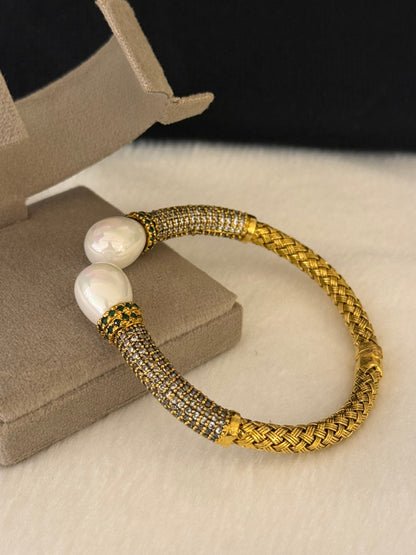 925 Silver Gold Plated Bangles-Sbg52