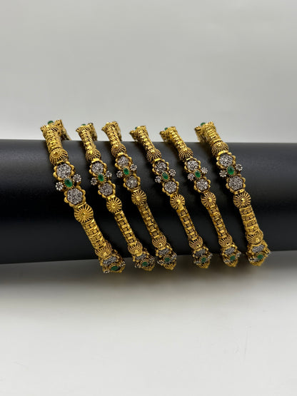 925 Silver Gold Plated Bangles-Sbg24