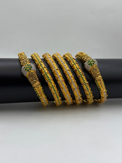 925 Silver Gold Plated Bangles-Sbg26