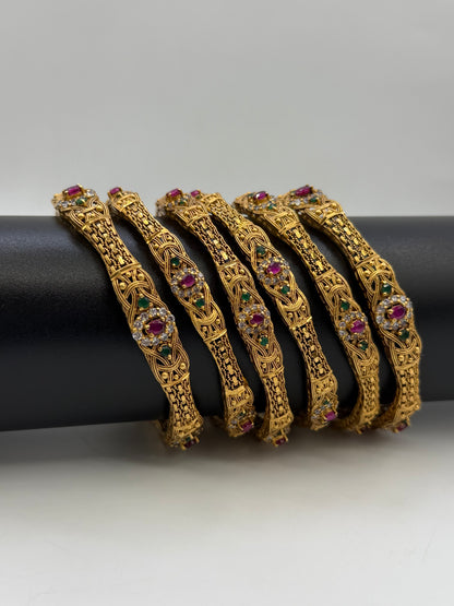 925 Silver Gold Plated Bangles-Sbg38