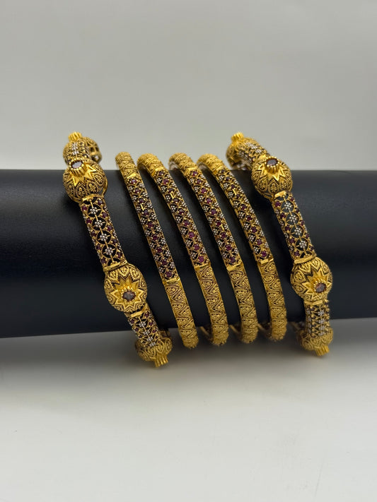 925 Silver Gold Plated Bangles-Sbg2