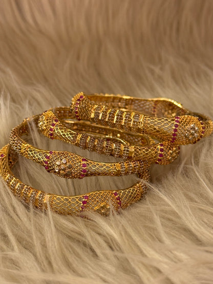 925 Silver Gold Plated Bangles-Sbg48
