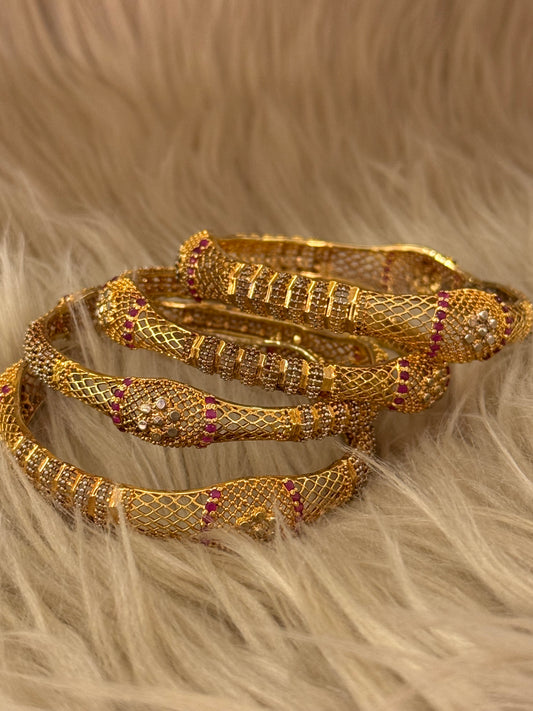 925 Silver Gold Plated Bangles-Sbg48