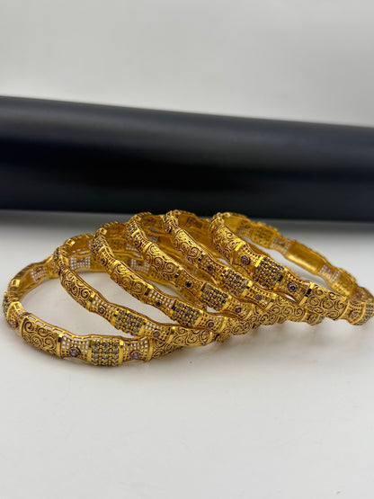 925 Silver Gold Plated Bangles-Sbg4