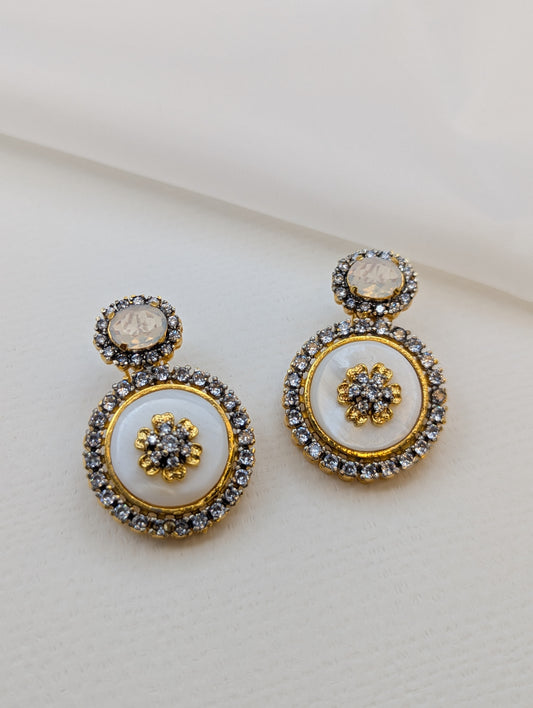 Mother of Pearl Zircon Earrings-ER15